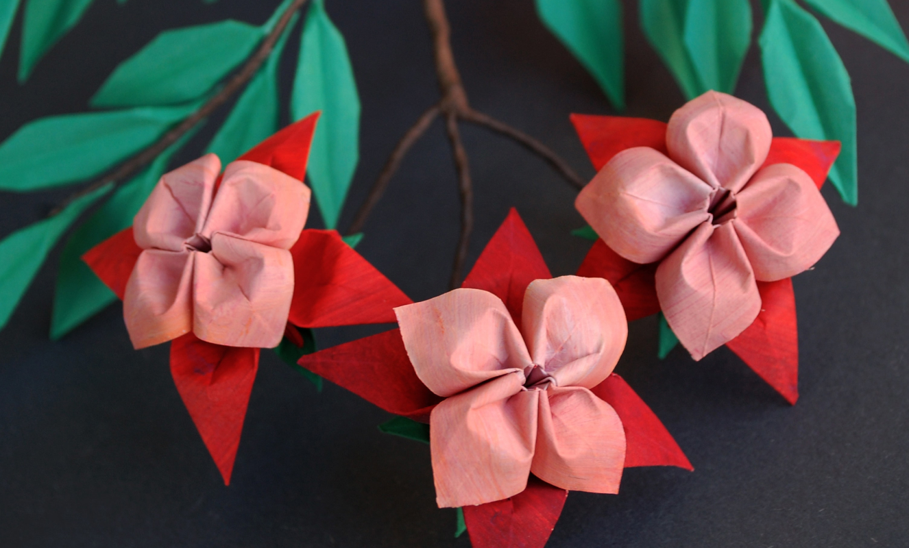 A branch of origami flowers